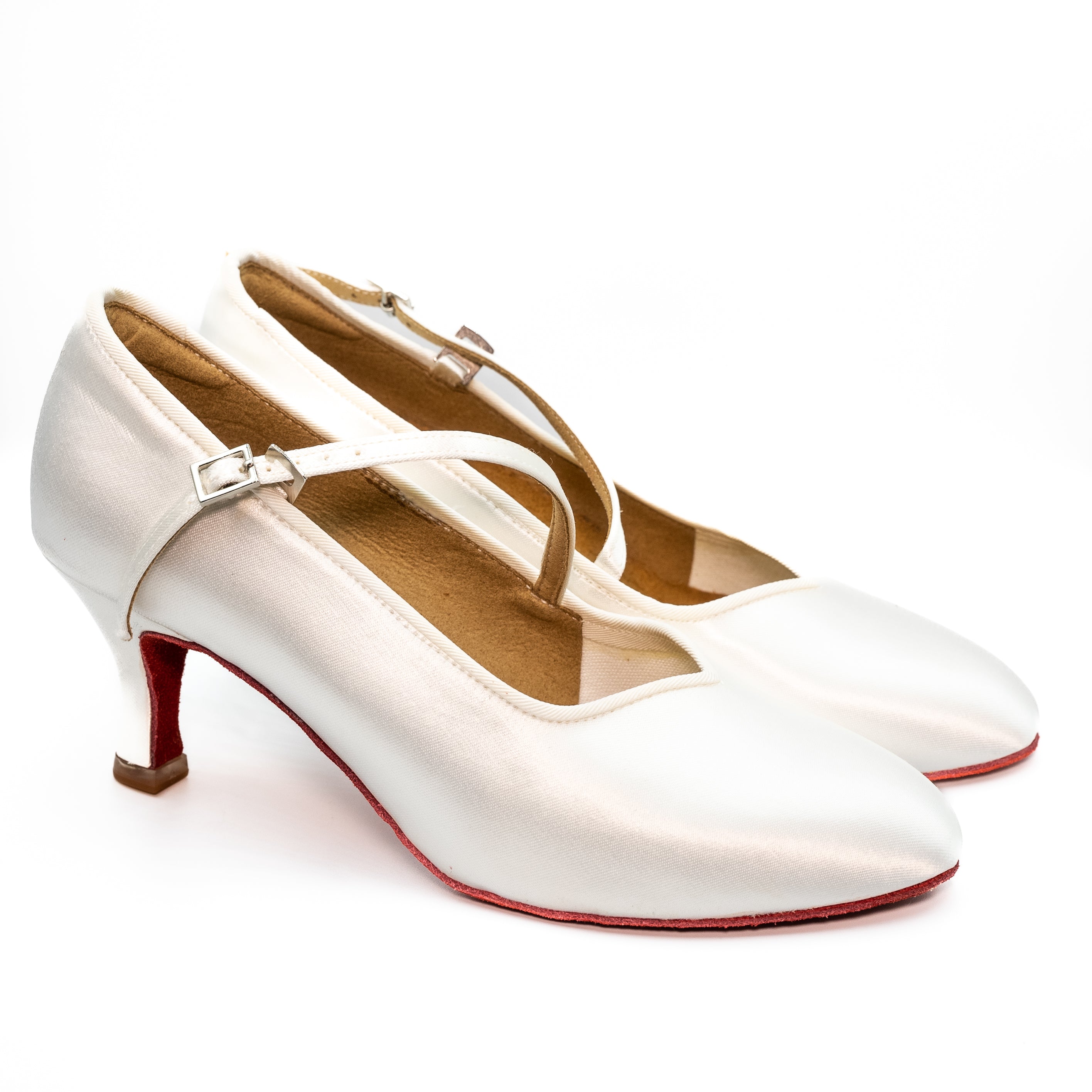 Style 138 White Satin Red Sole– BD Dance EU